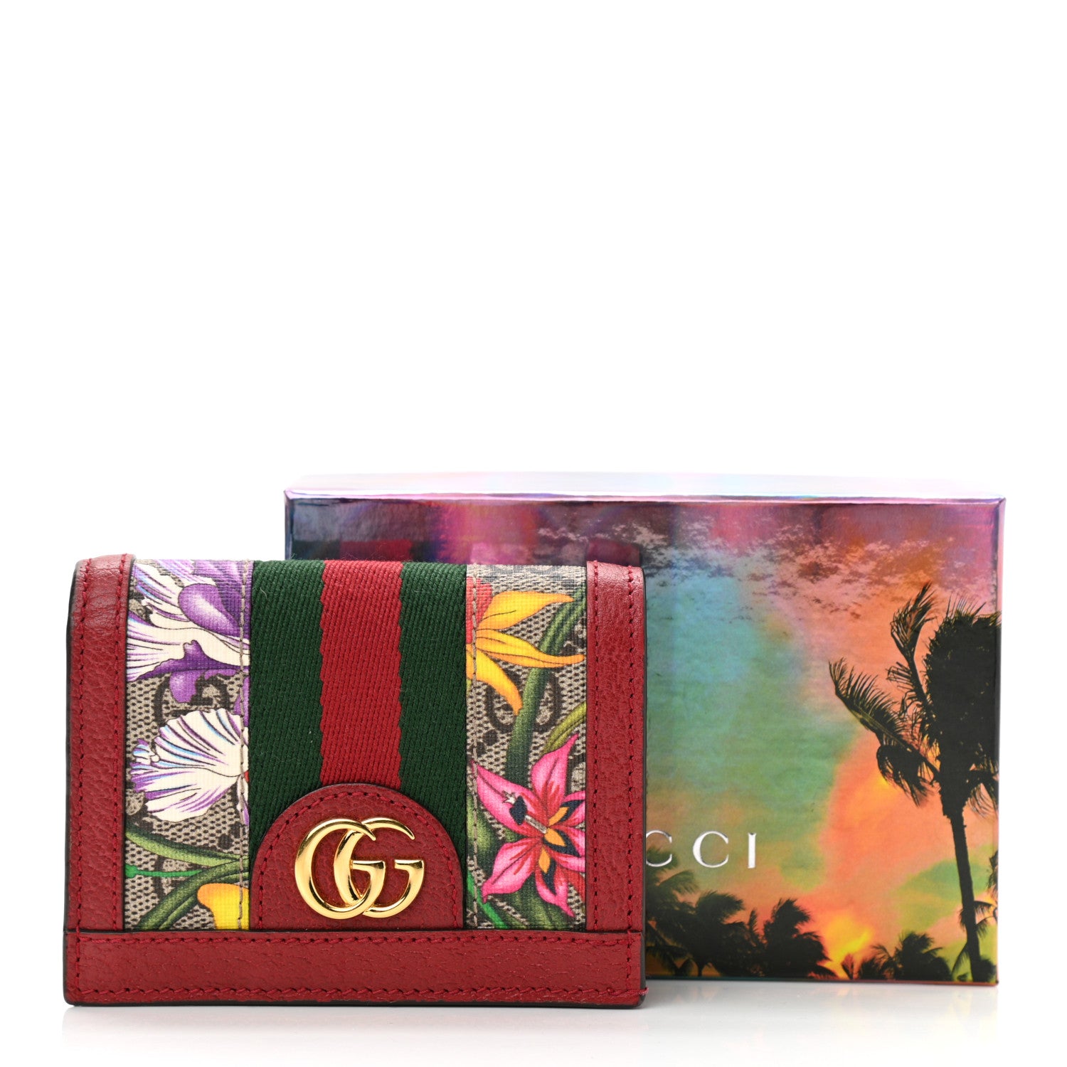 Gucci GG Supreme Monogram Flora Web Ophidia Card Case Red 8 of 8