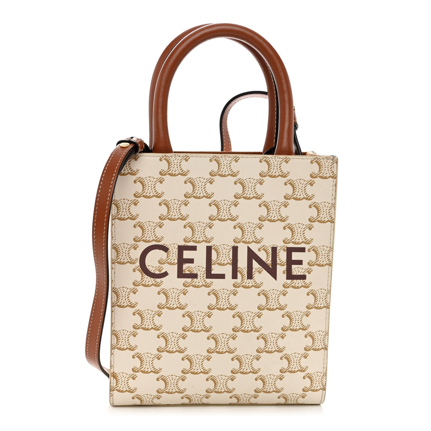 Celine Triomphe Canvas Calfskin Mini Vertical Cabas White 1 of 8