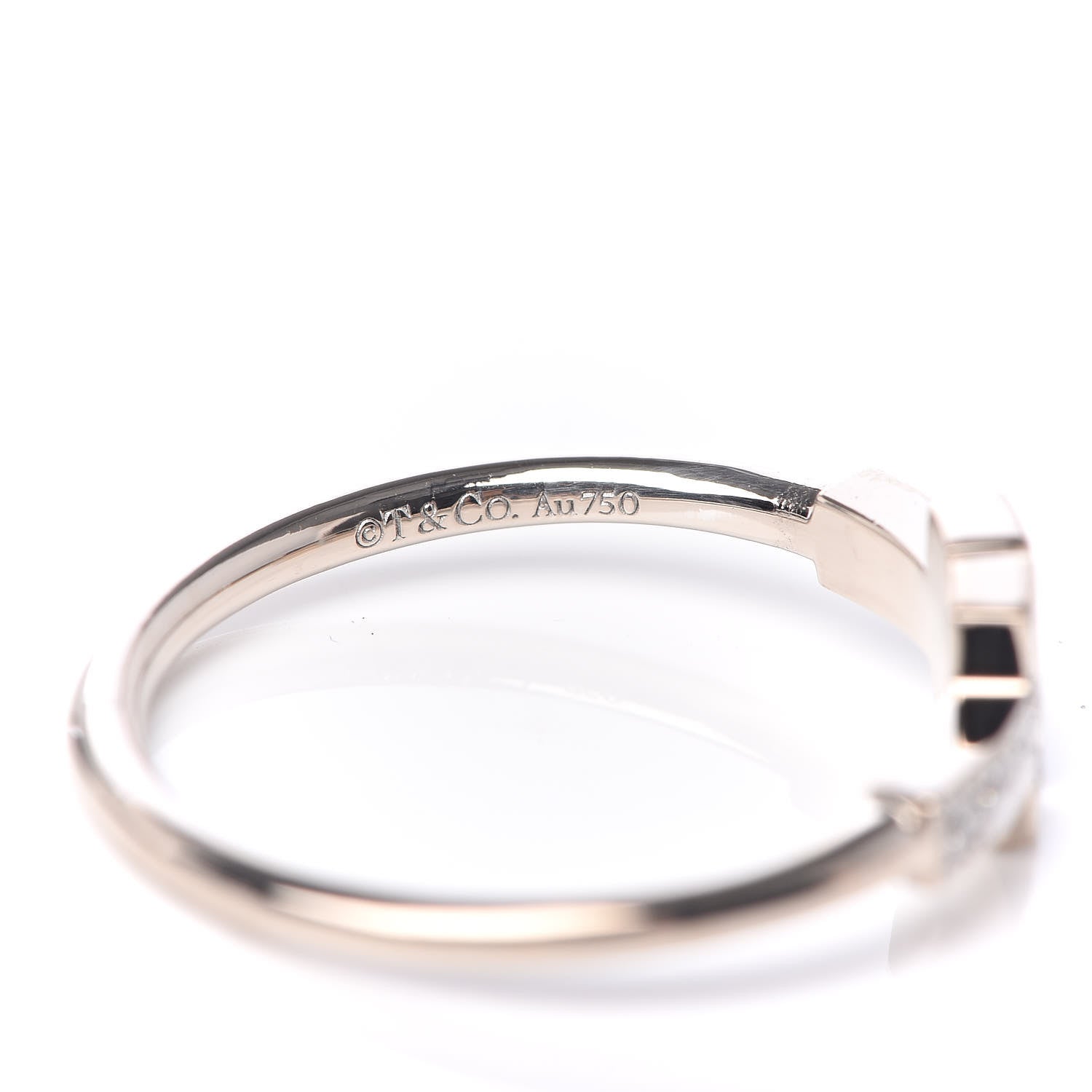 Tiffany 18K White Gold Diamond T Wire Ring 52 6 4 of 4