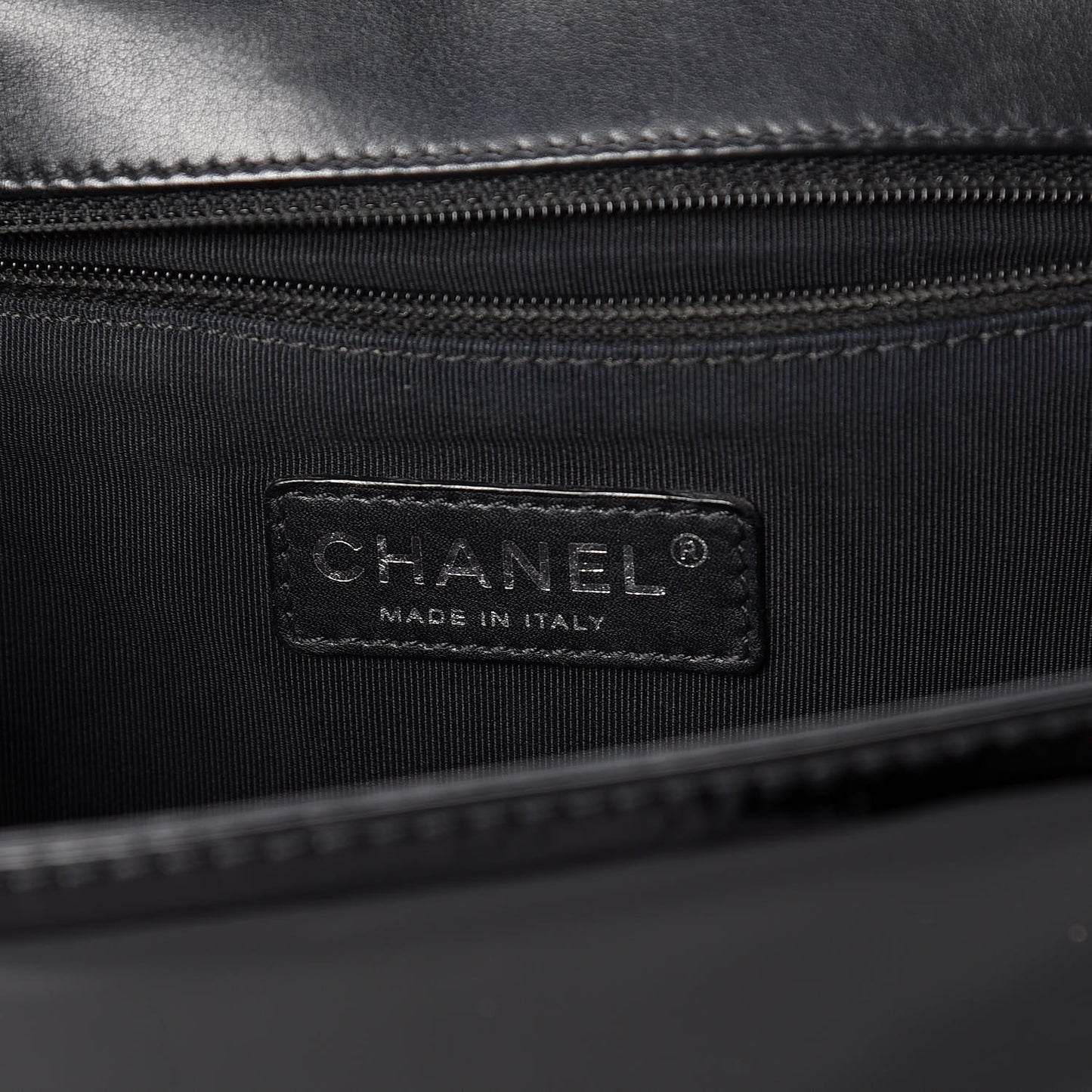 Patent Quilted Large Boy Flap Black