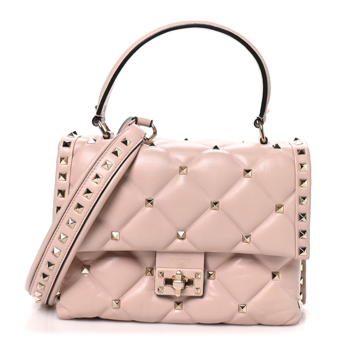 Valentino Garavani Nappa Medium Candystud Top Handle Bag Poudre 1 of 9