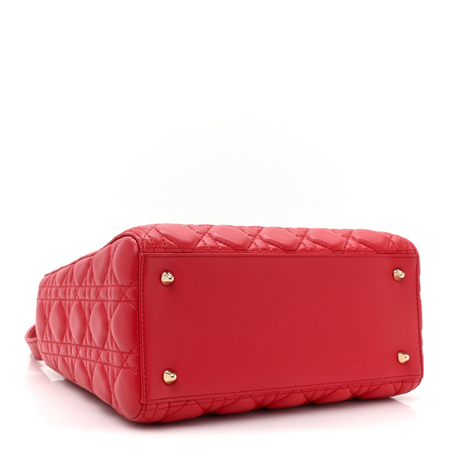 Christian Dior Lambskin Cannage Medium Lady Dior Red 4 of 14