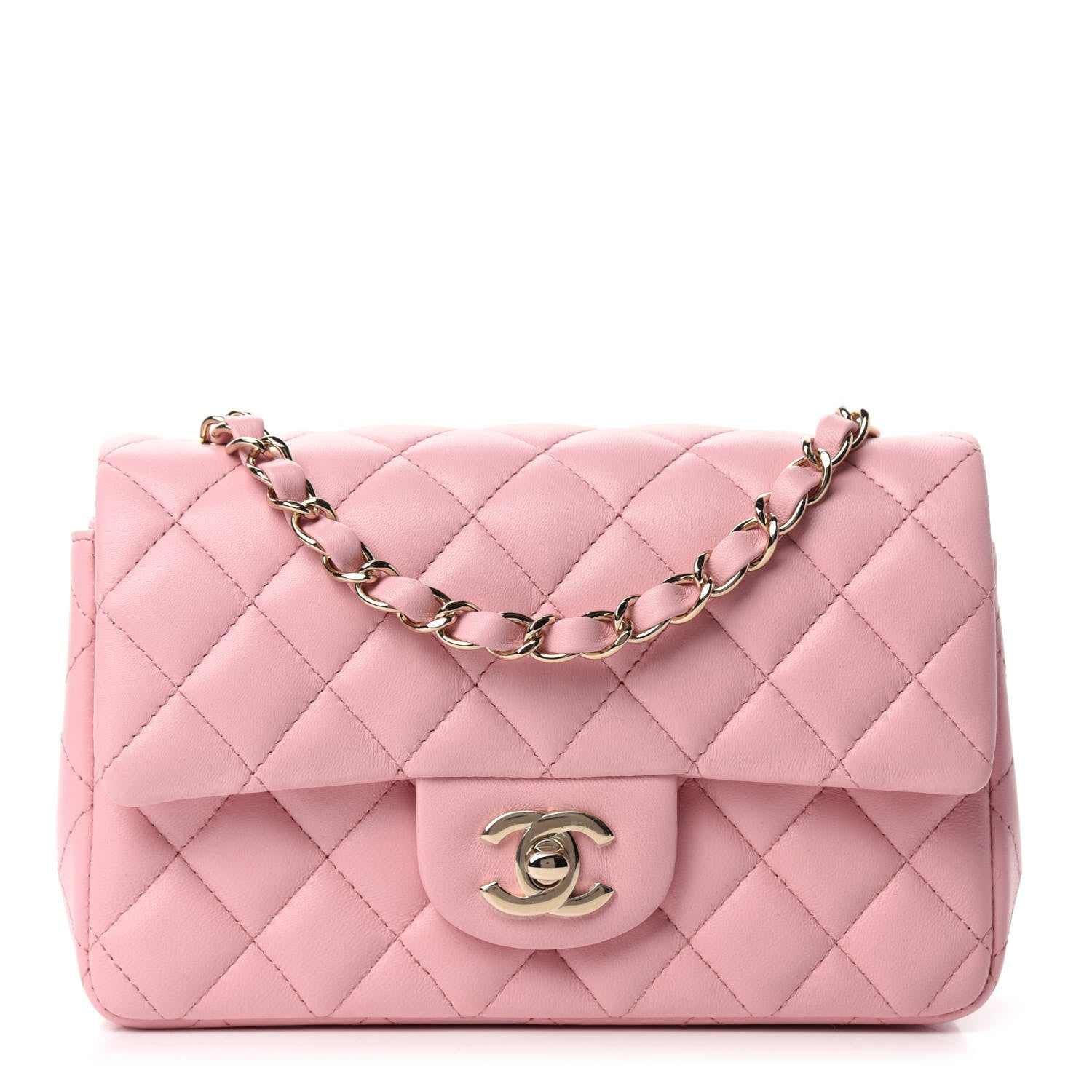 Chanel Lambskin Quilted Mini Rectangular Flap Pink 1 of 11