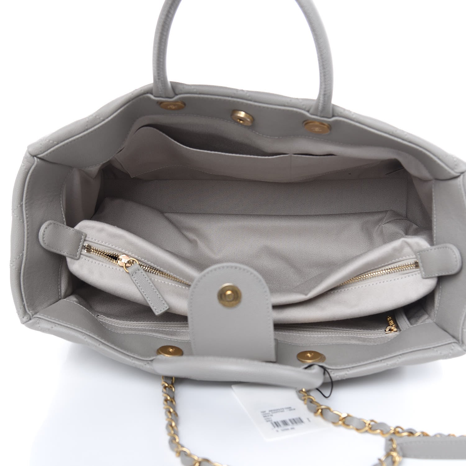 Chanel Caviar Quilted Large Coco Handle Shopping Tote Grey 7 of 11