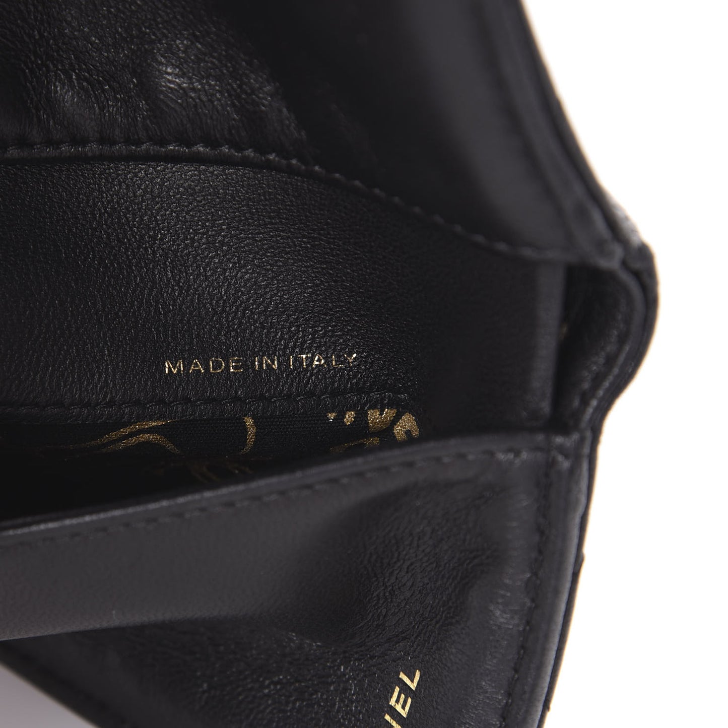 Quilted Compact Flap Wallet Black
