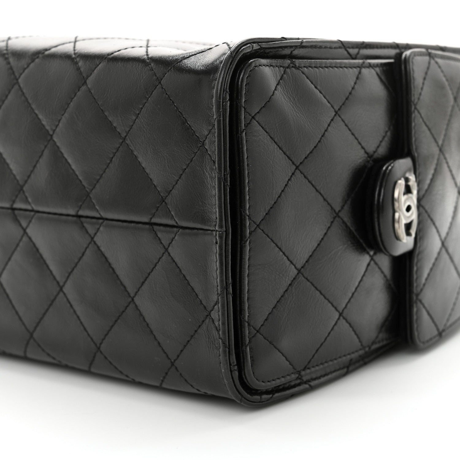 Chanel Shiny Crumpled Calfskin Quilted Small Chanel 25 Handbag Black 10 of 10