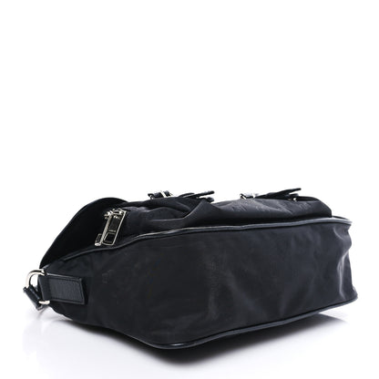 Gucci Nylon Monogram Double Buckle Flap Messenger Bag Black 4 of 9