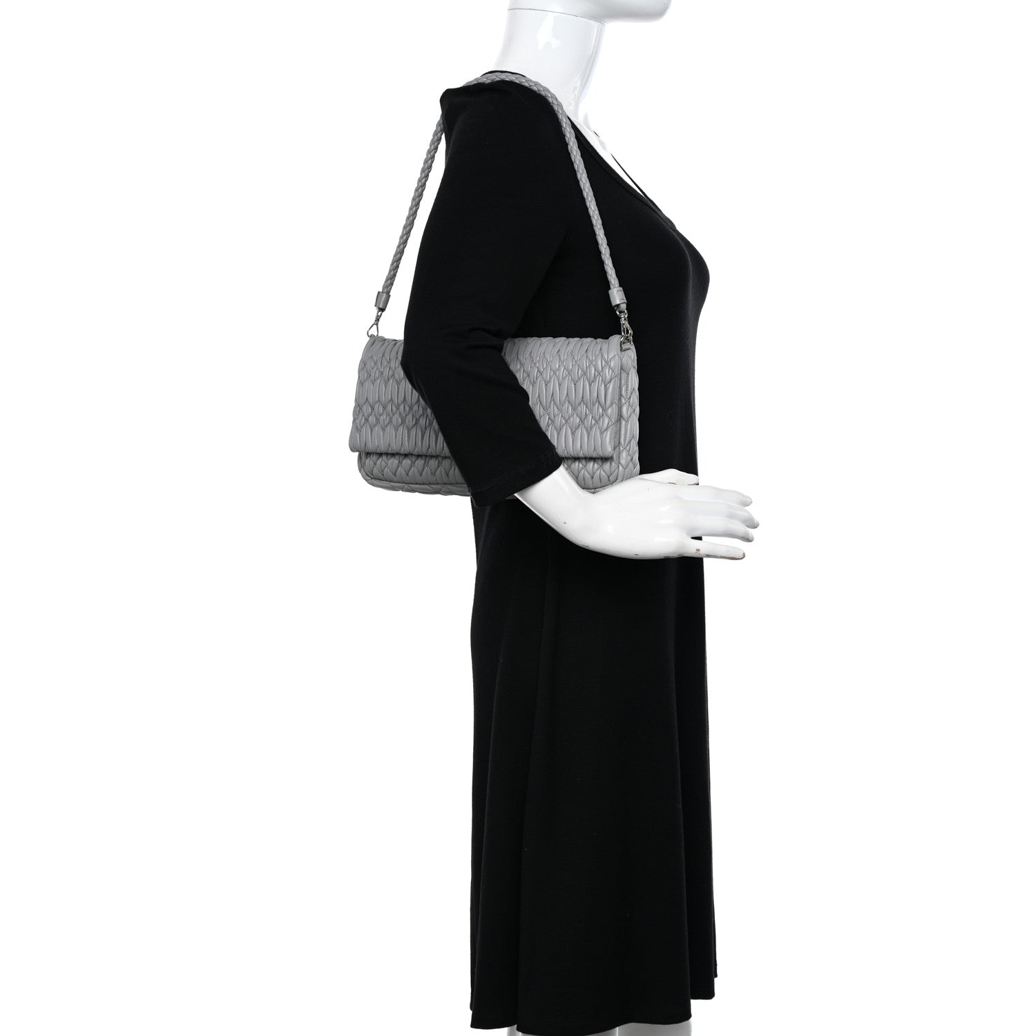 Miu Miu Nappa Matelasse Crystal Flap Clutch Grey 2 of 10