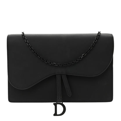 Christian Dior Ultra Matte Calfskin Saddle Chain Pouch Black 1 of 9