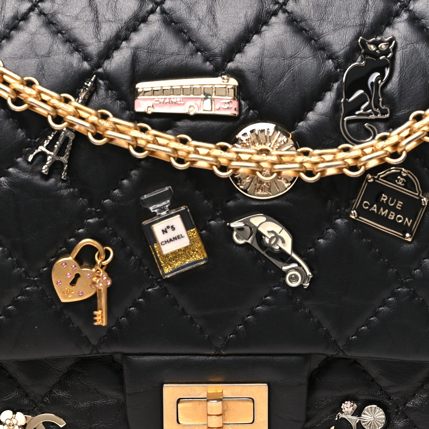 Chanel Aged Calfskin Lucky Charms 2.55 Reissue 226 Flap Black