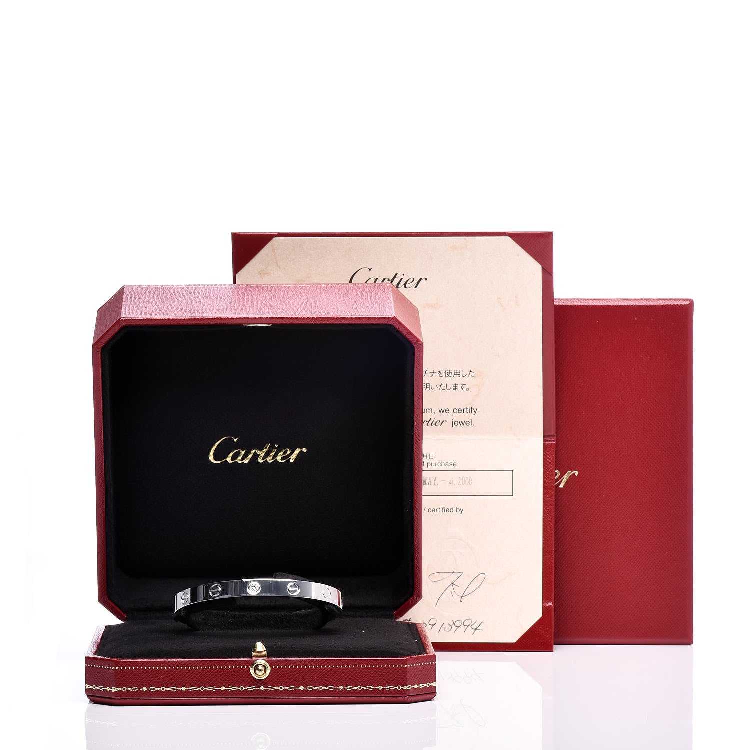 Cartier 18K White Gold 1 Diamond LOVE Cuff Bracelet 17 5 of 5