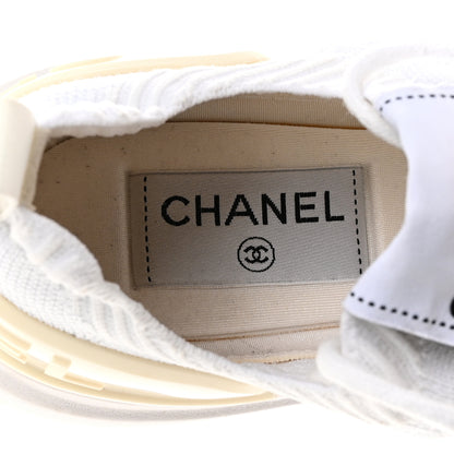 Chanel Mixed Fibers Quilted Womens CC Sneakers 37 White 6 of 6