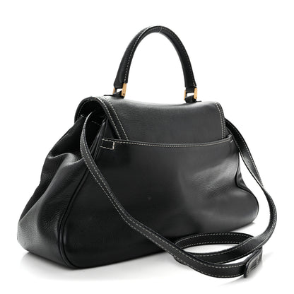 Christian Dior Calfskin Saddle Top Handle Satchel Black 3 of 16