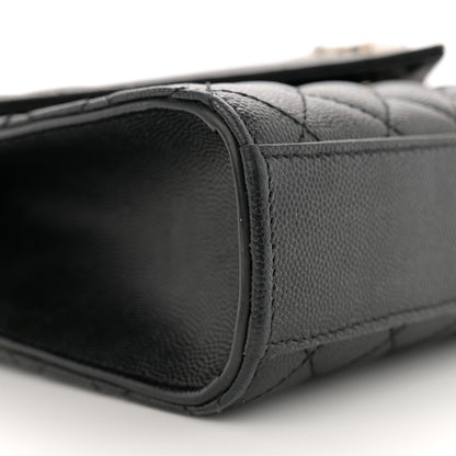 Saint Laurent Grain De Poudre Textured Mixed Matelasse Triquilt Medium Monogram Satchel Black 9 of 11