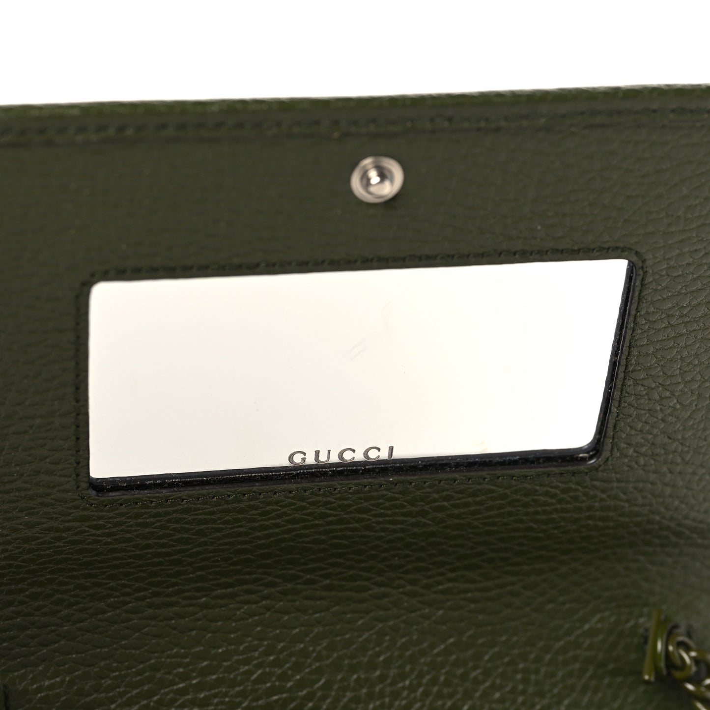 Dollar Calfskin Enamel Monochrome Mini GG Marmont Chain Wallet Military Wood