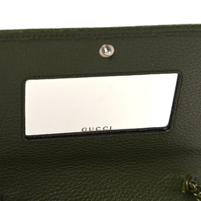 Gucci Dollar Calfskin Enamel Monochrome Mini GG Marmont Chain Wallet Military Wood 6 of 6