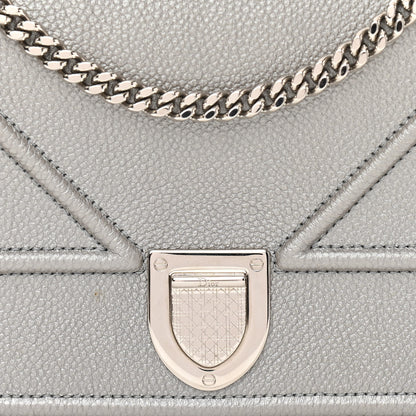 Christian Dior Metallic Grained Calfskin Diorama Wallet on Chain Pouch Silver 8 of 11