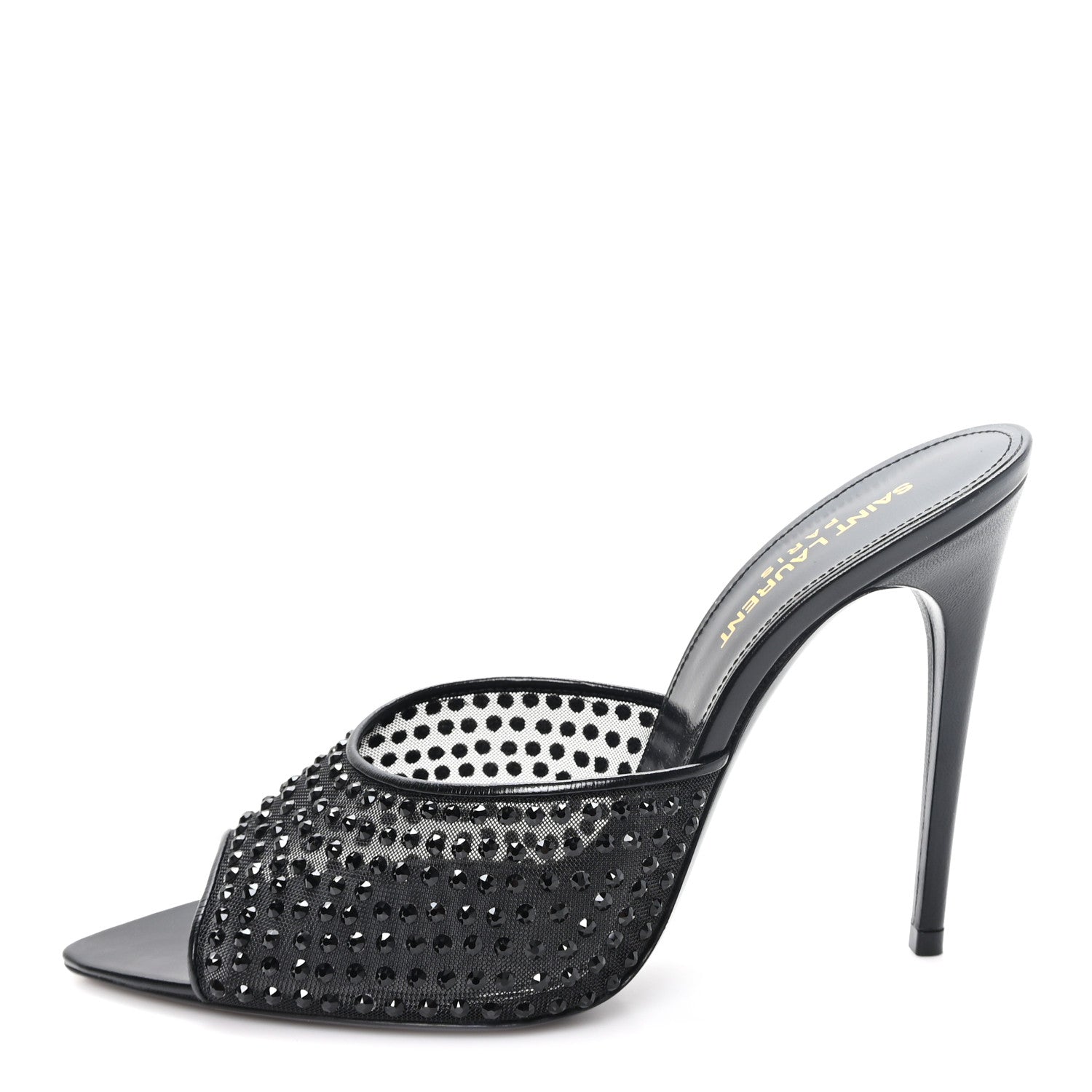 Saint Laurent Tulle Strass Gippy 110 Mule Sandals 38.5 Black 1 of 8
