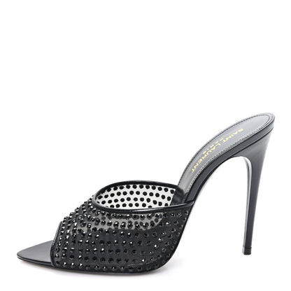 Saint Laurent Tulle Strass Gippy 110 Mule Sandals 38.5 Black 1 of 8
