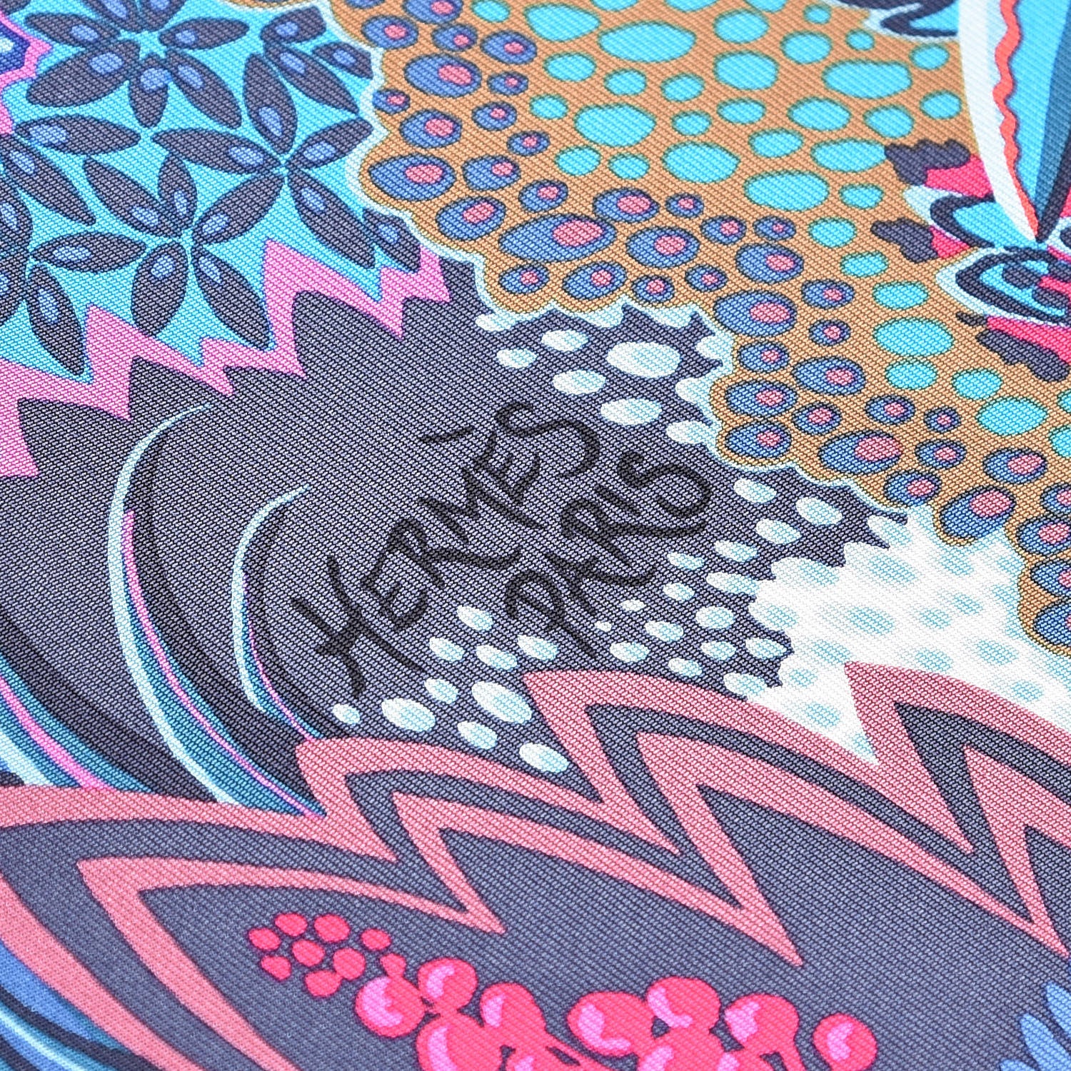 Hermes Silk Mountain Zebra Scarf 90 Turquoise Fuchsia Cobalt 4 of 5