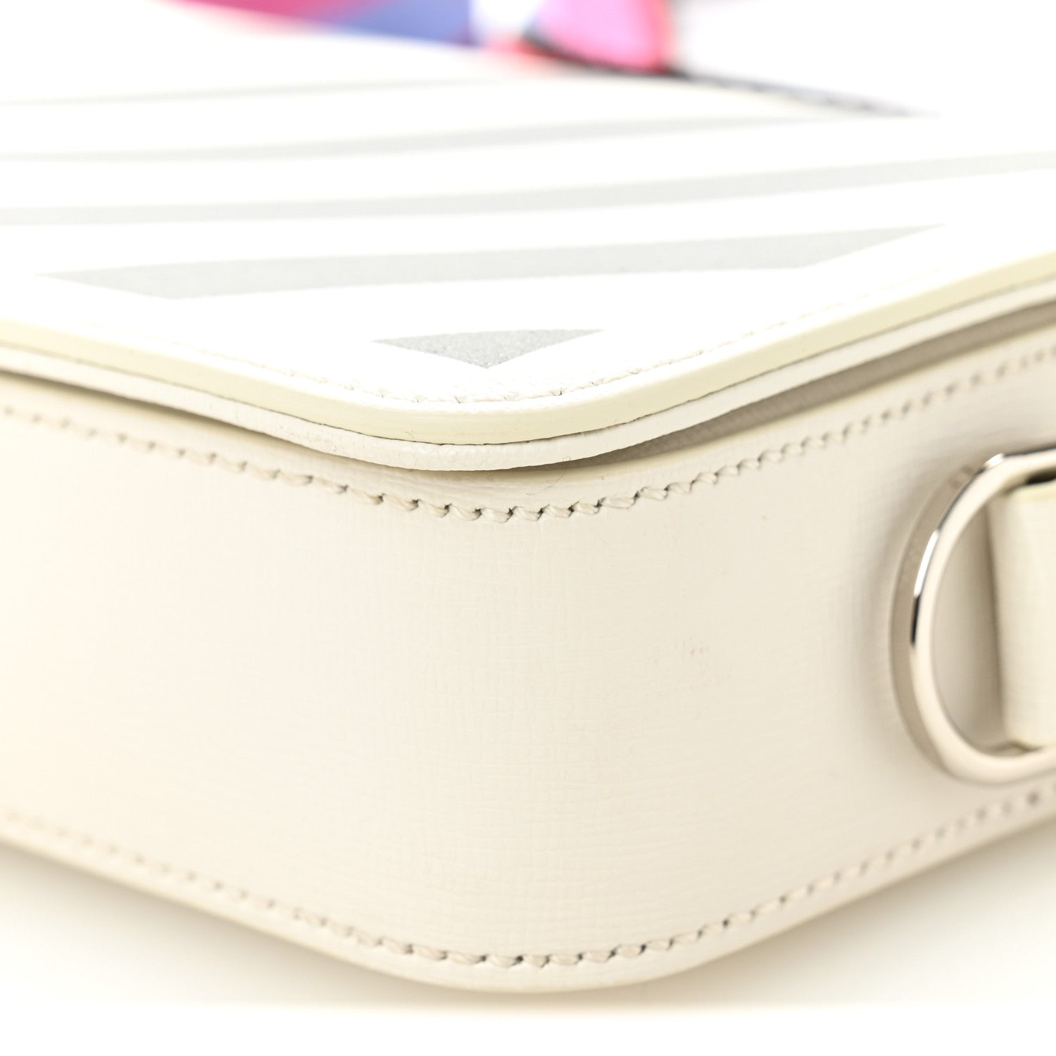 Off-White Saffiano Striped Mini Diag Binder Clip Bag White 11 of 12