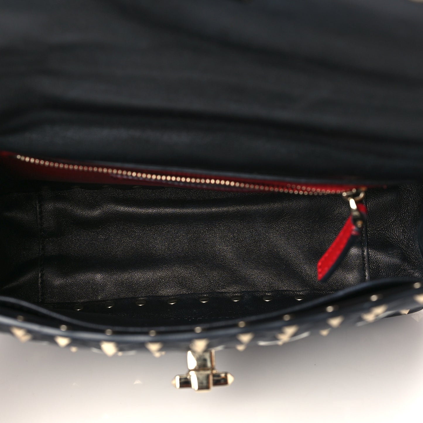 Lambskin VLTN Print Medium Rockstud Spike Shoulder Bag Black