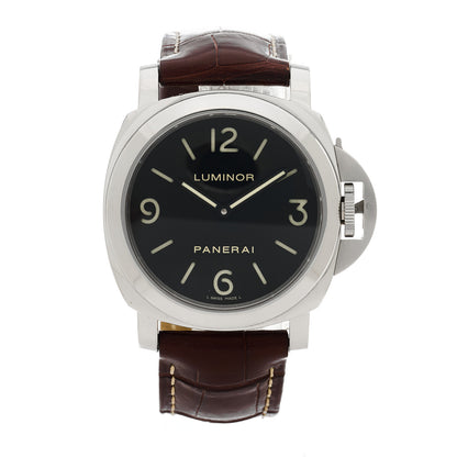 Panerai Stainless Steel Alligator 44mm Luminor Base Manual Winding Watch Black PAM00112 1 of 6