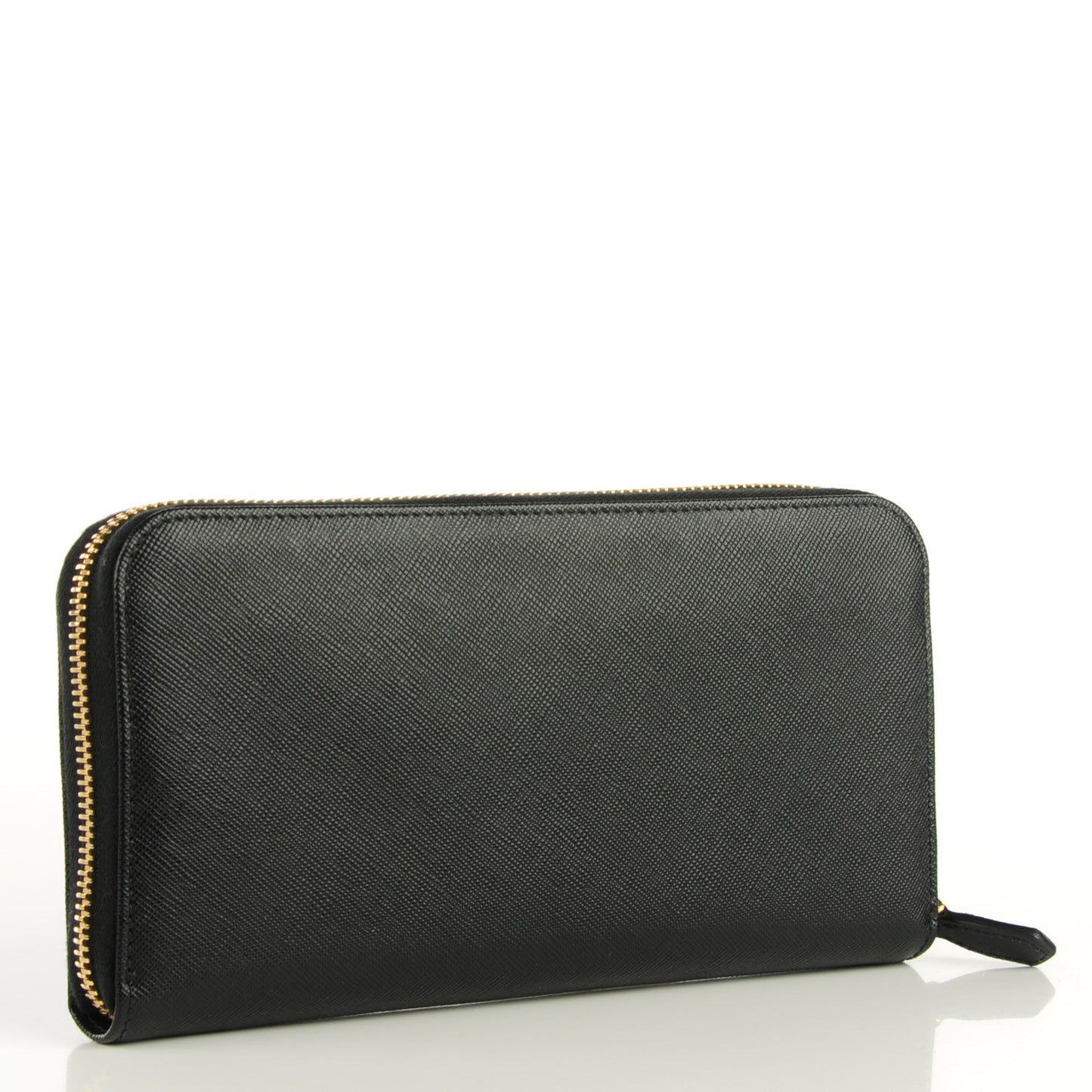 Saffiano Metal Zip Around Wallet Nero Black