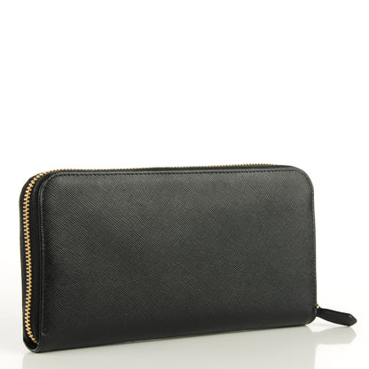 Prada Saffiano Metal Zip Around Wallet Nero Black 3 of 9