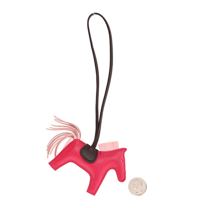 Hermes Milo Lambskin Grigri Rodeo Horse Bag Charm PM Rose Sakura Framboise Rouge Sellier 3 of 10