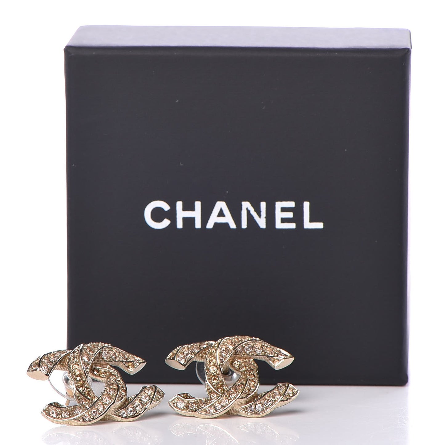 Crystal Twisted CC Earrings Light Gold Pale Pink