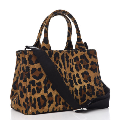 Prada Canvas Leopard Print Small Tote Miele 4 of 13