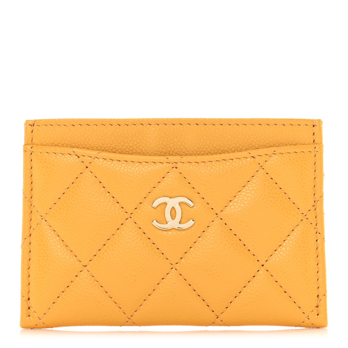 Caviar Quilted Card Holder Yellow