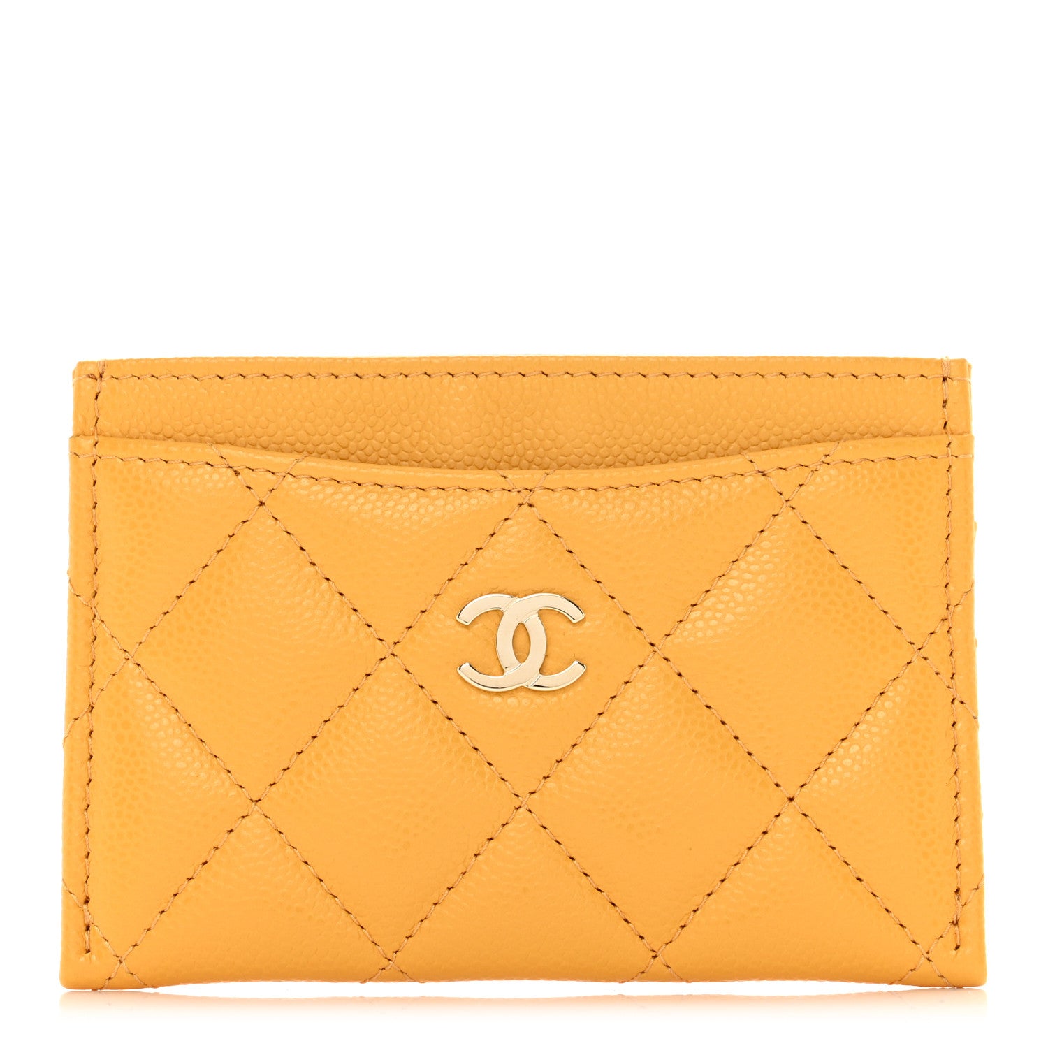 Chanel Caviar Quilted Card Holder Yellow 1 of 9