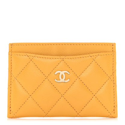 Chanel Caviar Quilted Card Holder Yellow 1 of 9