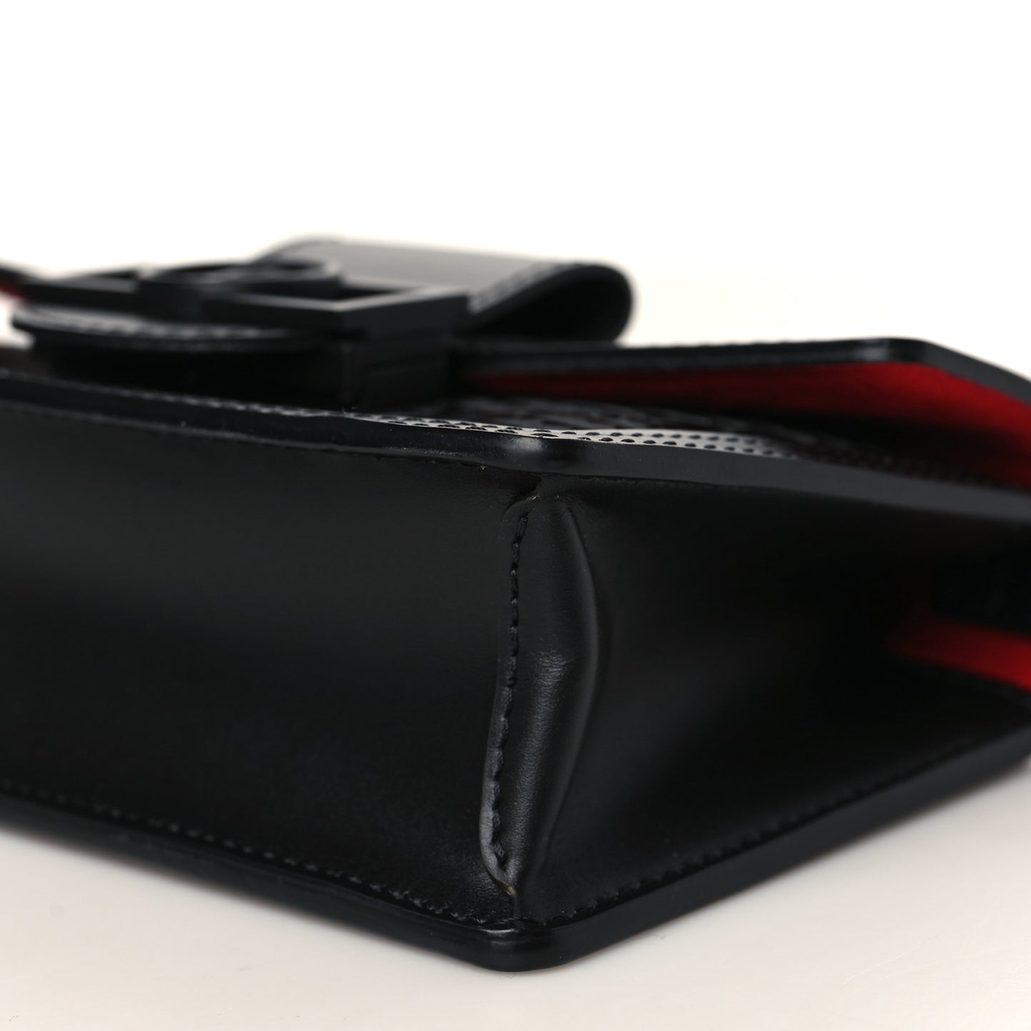 Patent Calfskin Laced Monogram Dauphine Chain Wallet Black