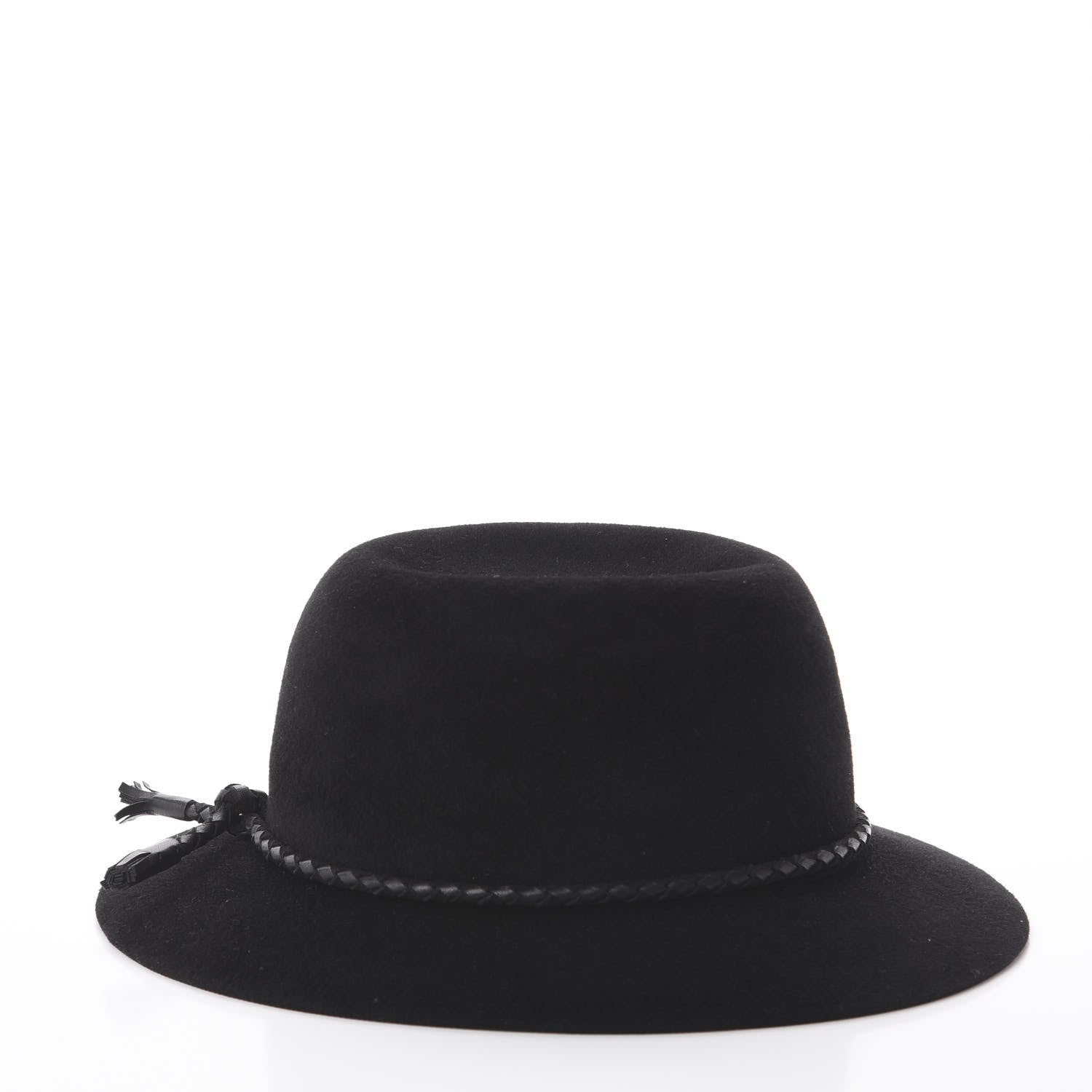 Hermes Felt Goatskin Lambskin Hat 58 Black 3 of 5