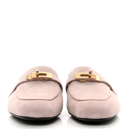 Hermes Suede Goatskin Oz Mules 39.5 Rose Porcelaine 2 of 7