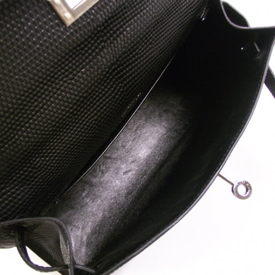 Hermes Lizard Kelly Pochette Clutch Black 5 of 8