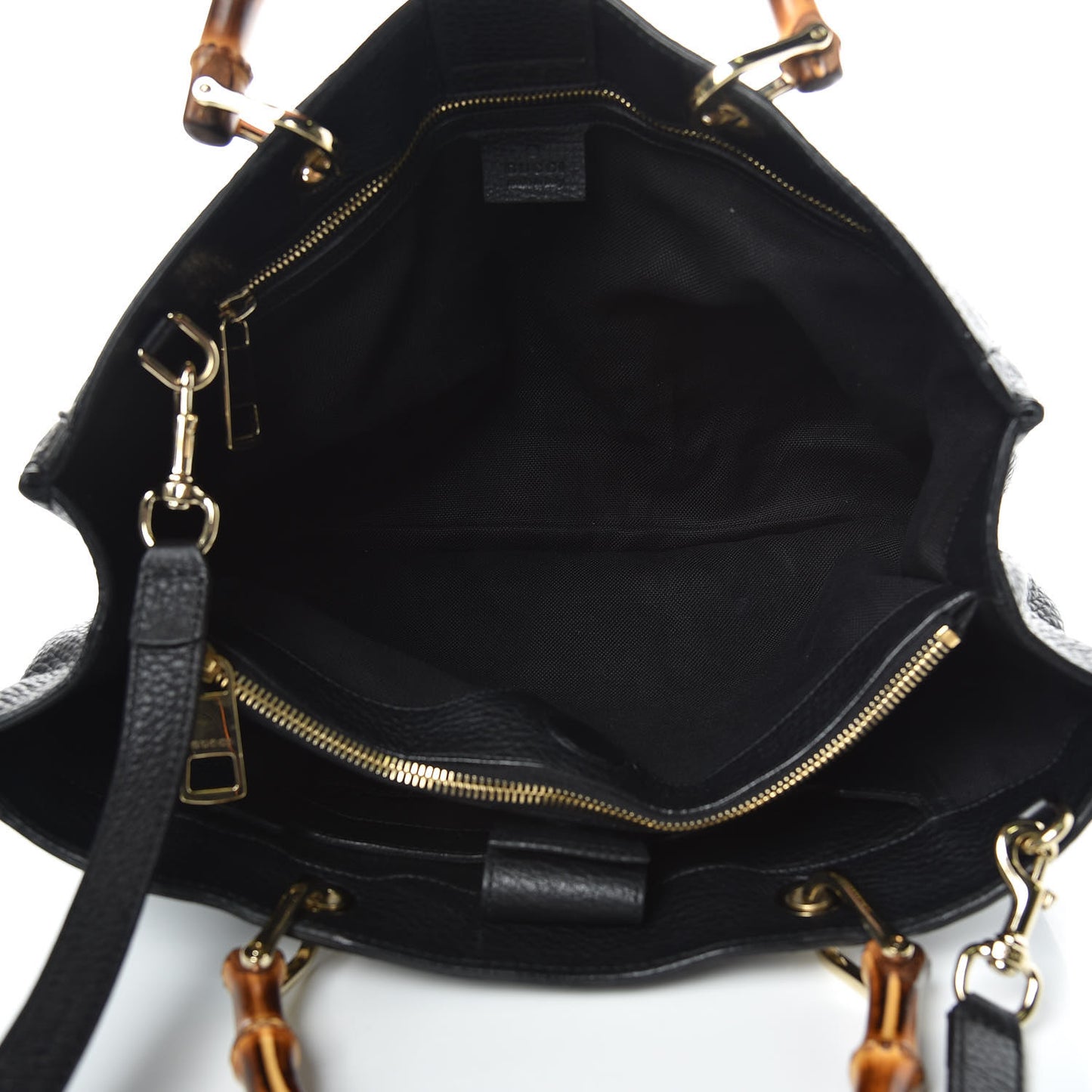 Pebbled Calfskin Medium Bamboo Shopper Tote Black