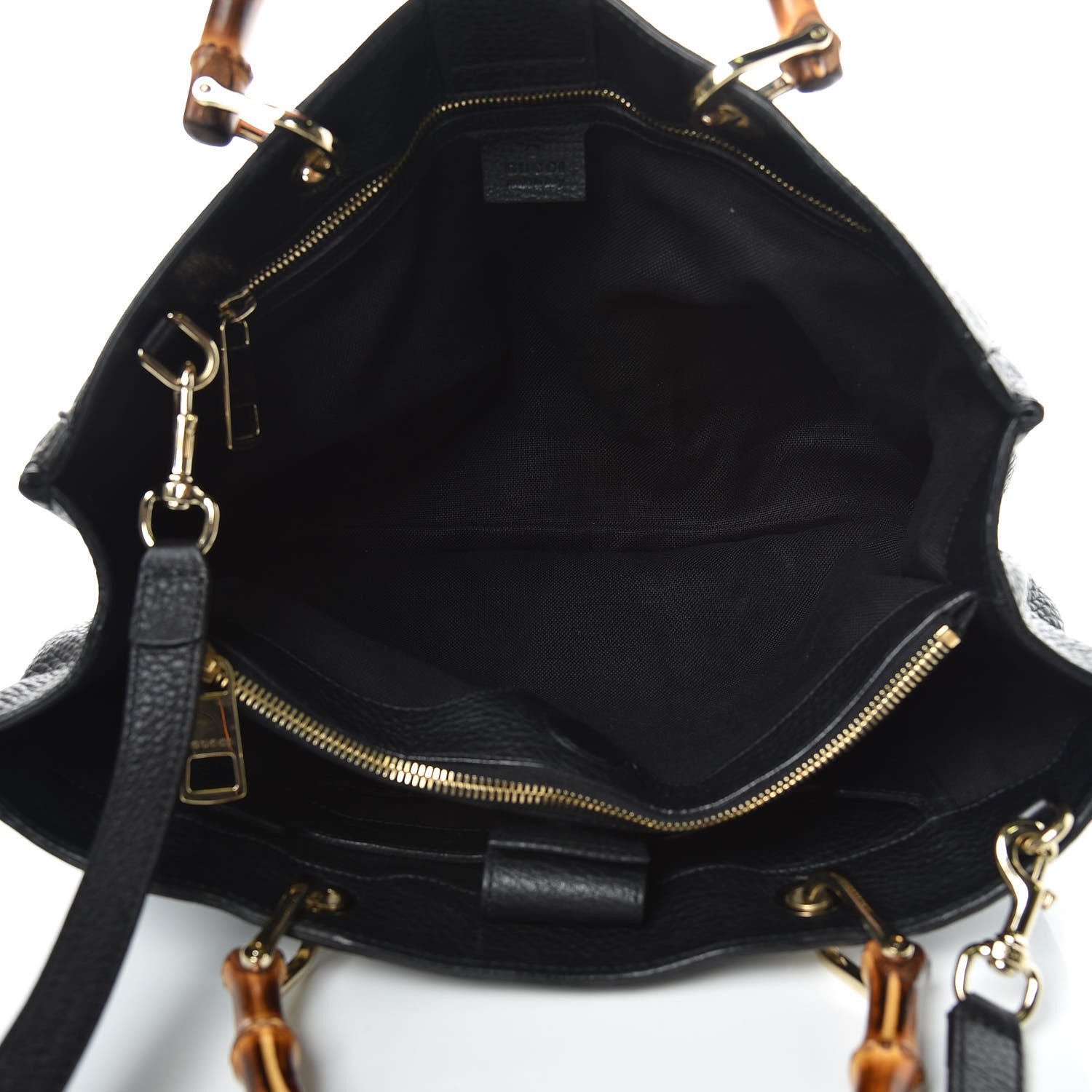 Gucci Pebbled Calfskin Medium Bamboo Shopper Tote Black 6 of 12