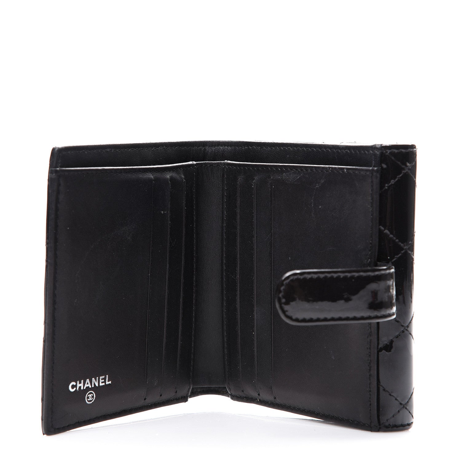 Chanel Patent Quilted Brilliant Compact Wallet Black 5 of 10