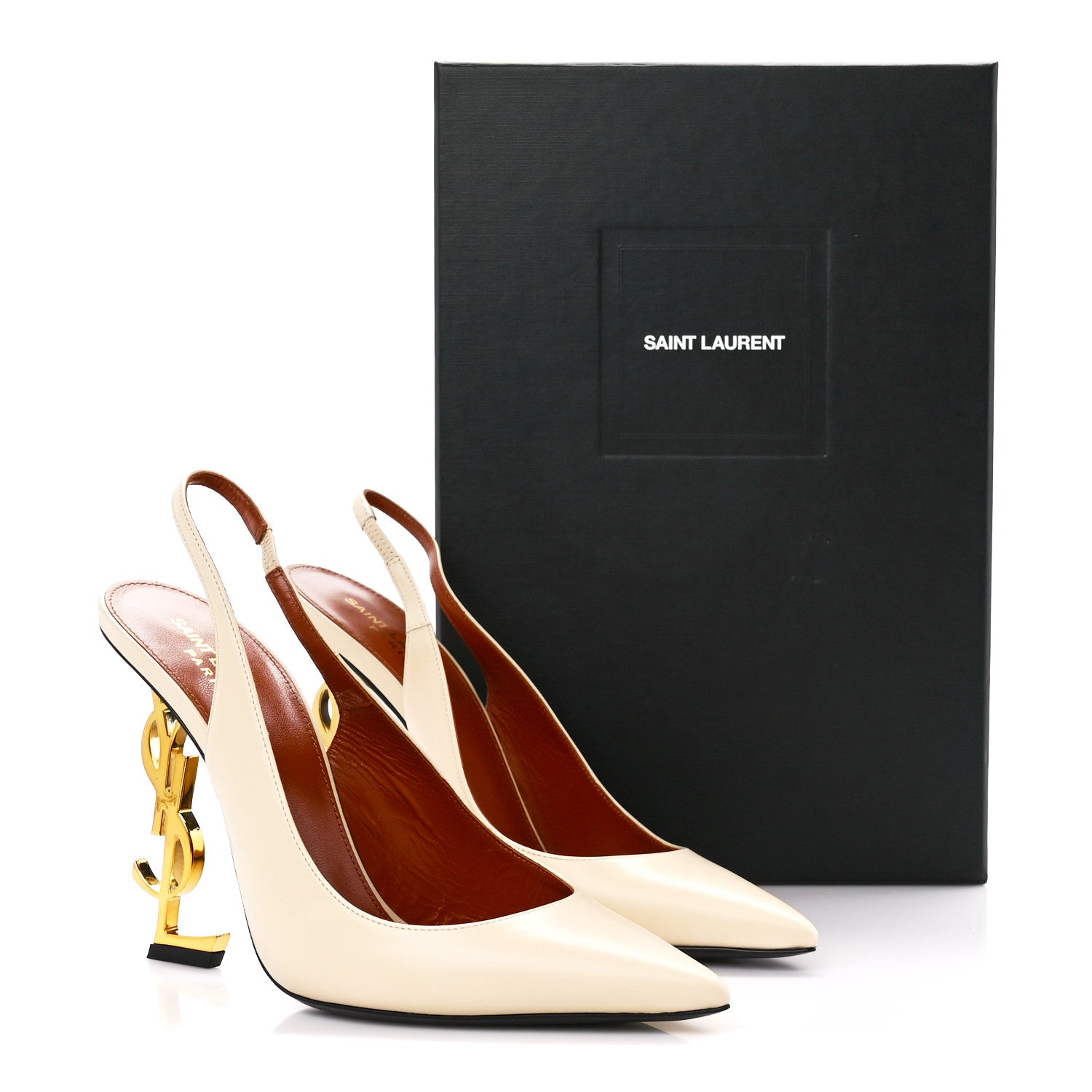 Saint Laurent Calfskin Opyum 110 Slingback Pumps 39.5 Real Beige 9 of 9
