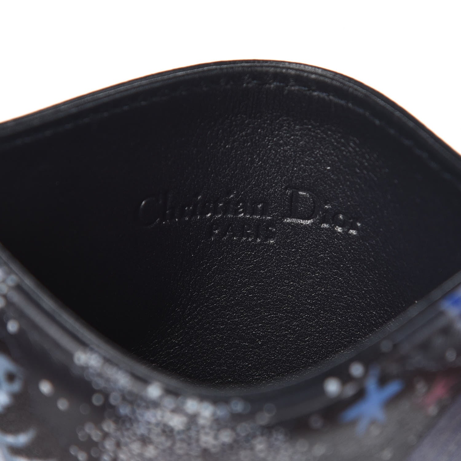 Christian Dior Calfskin Printed Nature Ballet Lady Dior Card Holder Blue 7 of 8