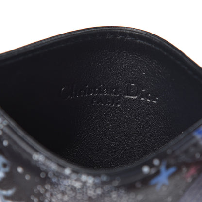 Christian Dior Calfskin Printed Nature Ballet Lady Dior Card Holder Blue 7 of 8