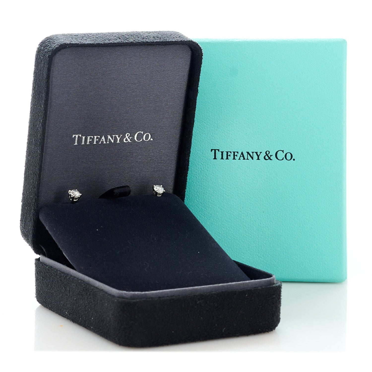 Tiffany Platinum Diamond .31ctw Solitaire Earrings 5 of 5