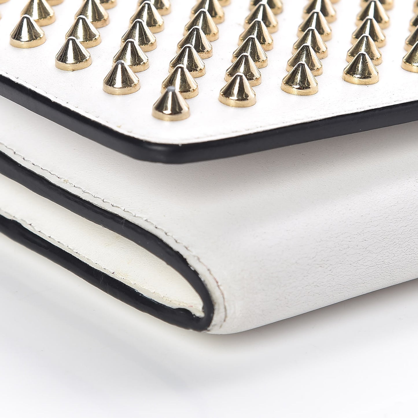 Calfskin Macaron Spiked Flap Wallet White