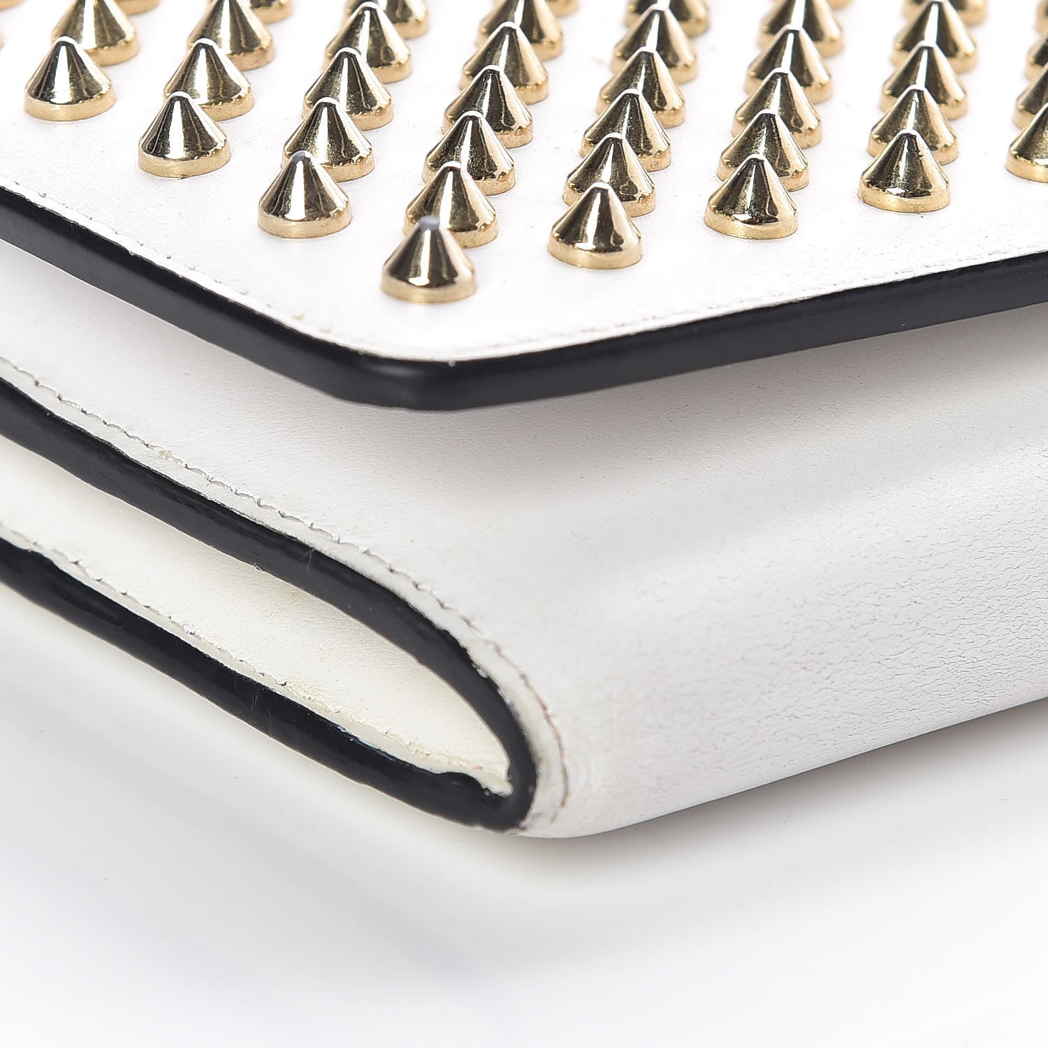 Christian Louboutin Calfskin Macaron Spiked Flap Wallet White 9 of 10
