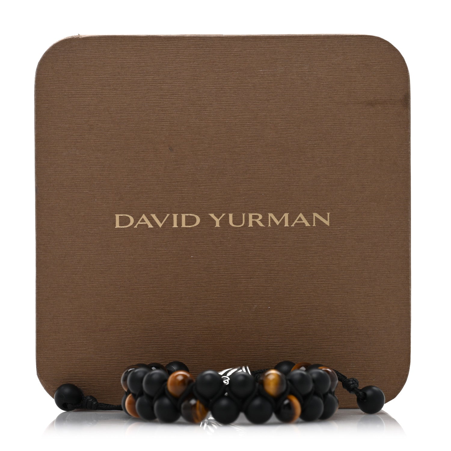 David Yurman Sterling Silver Black Onyx Tiger Eye 8mm Spiritual Beads Two Row Bracelet 4 of 4