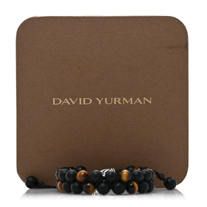 David Yurman Sterling Silver Black Onyx Tiger Eye 8mm Spiritual Beads Two Row Bracelet 4 of 4